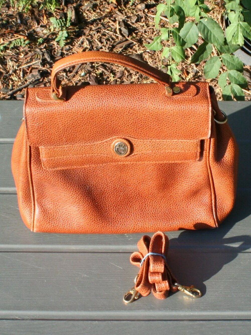 VTG Liz Claiborne Genuine Pebbled Leather Satchel Top Handle Crossbody Bag